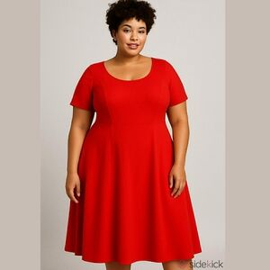 Talbots Woman Plus Red Dress Short Sleeve Back Zippered Fully Lined  Pockets